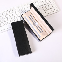 黑色翻盖套装签字笔盒广告钢笔盒可定logo金属包装盒现货礼品盒