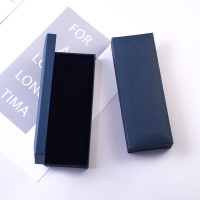 蓝色商务钢笔盒纸质包装盒可印刷logo礼品盒绒布笔盒签字笔文具盒