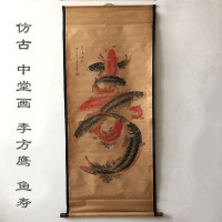 厂家古玩做旧仿古字画批发上山虎办公室客厅挂画花鸟卷轴中堂画