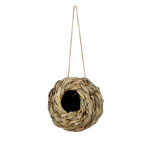 Очаровательное Декоративное подвесное соломенное гнездо для домика-Колибри ручной работы, натуральная трава, подвесная птица для сада, патио, газона, для помещений и офиса