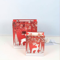 圣诞老人手提袋白卡纸质购物袋烫金工艺礼品袋子现货批发