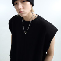 「GRNL」腔調主義者 原創設計廓形紋理無袖背心男女圓領墊肩T恤