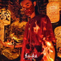 碧海潮生＜火神＞春夏新款中國風國潮純棉繡印花水洗短袖t恤男女