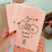 简约韩风ins橘色格子卡通抽象画小纸袋包装袋礼品袋糖果可爱摆拍