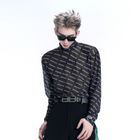 美式復古高領男 原創字母印花透氣內搭男生高級感冰絲打底衫潮