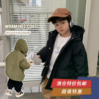 【清仓特惠】儿童外套男女童韩版加厚加绒棉衣连帽工装棉服潮
