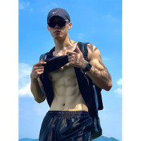 兩根筋顯肌肉背心男款純棉夏季美式復古無袖T恤坎肩運動健身汗衫