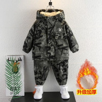 新款冬装儿童迷彩服套装加绒厚棉服小孩休闲军装男童特种兵运动装