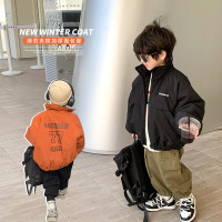 儿童2022冬季新款加厚夹棉面包棉服男女童帅气保暖字母立领外套潮