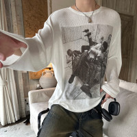 威廉威【馬賽老照片】稀針垂感藝術感印花時裝長袖tee