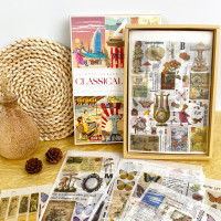 格誉跨境手帐贴纸包欧美复古素材纸拼贴礼盒diy日记本手账套装