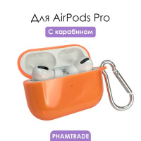 Силиконовый чехол (футляр) для наушников Apple AirPods Pro/ кейс на аирподс про, цвет оранжевый