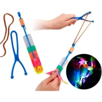 Вертолетик с рогаткой летающий, светящийся (3 шт)