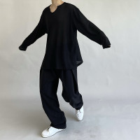 油膩客禁慾系慵懶風長袖T恤男高級感防曬小眾韓版純色套頭打底衫