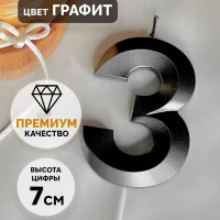 Свечи для торта Черные цифры 3