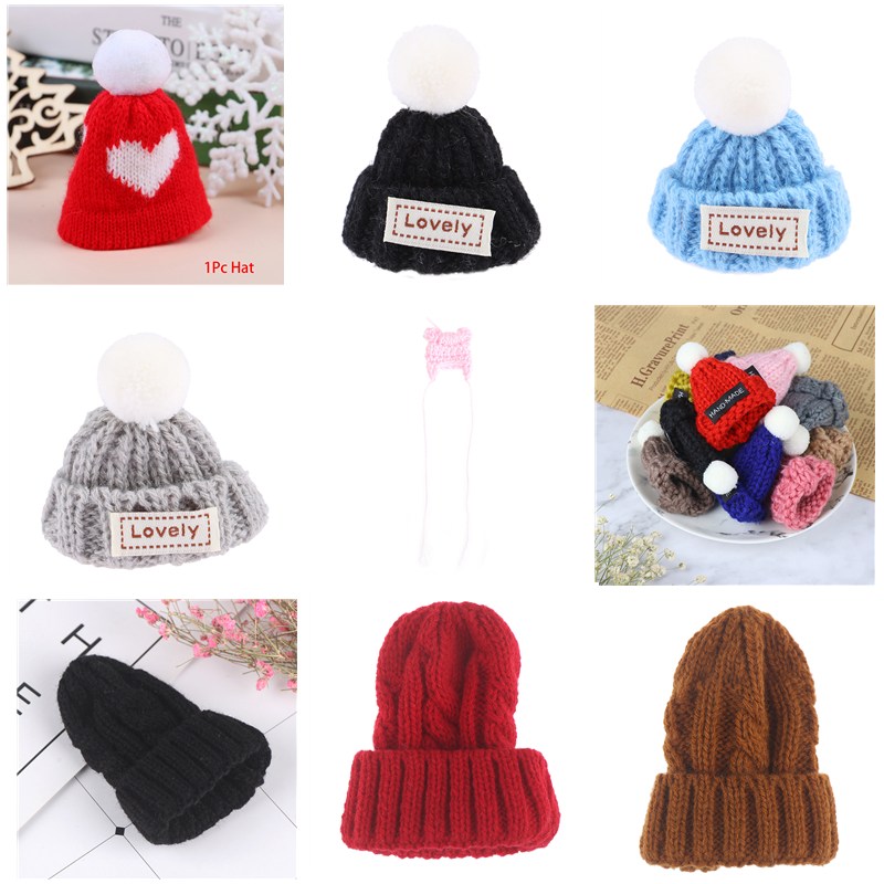 1pc 1/6 1/12 Dollhouse Miniature Fashion Knitted Beanie Hat Cap With Hairball