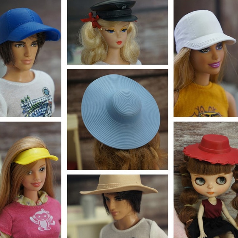 1/6 2pcs Doll Accessories Hat For Barbie Dolls Decorations Sunhat Doll Baseball Cap Headwear Hairwear Kids Playhouse DIY Toys