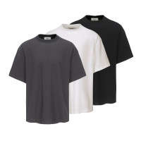 AMBSOM 23SS 300克重磅磨毛質感 做舊水洗小領口純色短袖 基礎T恤