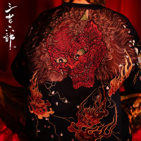 三省六部【刑部·酒吞童子】夏季重工百鬼夜行刺繡男士短袖T恤