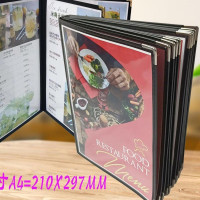 6ILYA4透明点菜单本菜谱本夹菜牌本夹壳皮各页数活页PVC饭店酒水