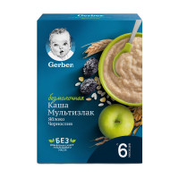 Каша Gerber безмолочная мультизлаковая с яблоком и черносливом, с бифидобактериями BL, с 6 мес. 180г