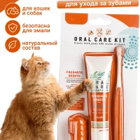 Зубная паста и щетка для собак и кошек набор