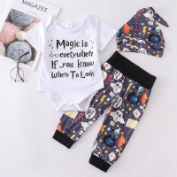 Одежда для маленьких мальчиков Комплекты из 3 предметов для новорожденных и детей постарше, топы волшебника + штаны + шляпы детские для девочки, комплекты одежды
