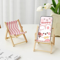 少女心粉红摆件火烈鸟菠萝图案木制沙滩椅手机支架