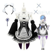 Аниме Re:zero Kara Hajimeru Isekai Seikatsu Life In a other World Ram Rem косплей костюм платье горничной парик костюм на Хэллоуин