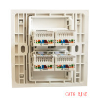 4 порта RJ45 CAT6 CAT5E Интернет LAN Лицевая панель Выходная панель в белом цвете для офиса дома школы ПК компьютера