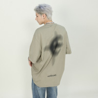 MRNEARLY 夏季模糊塗鴉印花短袖男潮牌情侶美式高街重磅半袖T恤潮