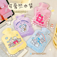 可爱植绒注水热水袋少女心卡通暖水袋灌水暖手宝便携毛绒暖宝宝