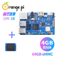 Мини-ПК Orange Pi 3B, 4 + 64 ГБ, EMMC модуль, Rockchip RK3566, 4-ядерный, Wi-Fi + BLE Gigabit Run, Android, Linux OS, SBC, комплект одной платы