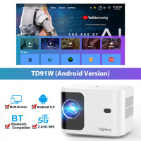 Мини-проектор ThundeaL TD91 HD для Full HD 1080P 4K Video 5G WIFI Портативный проектор Android 9.0 OS TD91W Домашний кинотеатр Поддержка 3D Bluetooth 6D трапецеидальные искажения яркость 5000 Контраст 5000:1