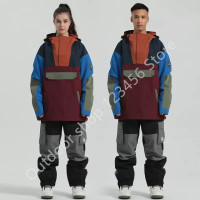 Gsou-Snow Ski Wear для мужчин и женщин, свитер с капюшоном, светоотражающий тренд, лыжная одежда, утолщенная, теплая, водонепроницаемая, лыжное снаряжение,