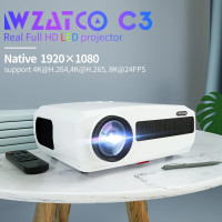 Мультимедийный Кино Проектор WZATCO C3, FullHD, 7000 lum, Smart Android TV 9.0 WIFI Bluetooth 4.0 USB SD-card