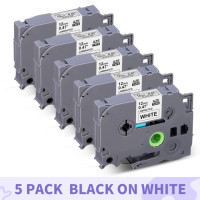 IBOQVZG, 5 шт., черно-белые, Tze231, зеркальная лента, совместимая с Brother p-touch, принтеры этикеток, зеркальные 631 tz231, зеркальные