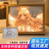 抖音同款卡通灯光画ins男女创意礼物小夜灯床头装饰卧室灯发光画