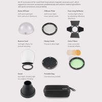 Шаровой рассеиватель Godox AK-R1 Barn Door, Snoot, Color Filter, Reflector, Honeycomb, шаровой рассеиватель Kits для Godox AD200 H200R V1 Round Flash Head