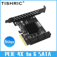 Плата расширения TISHRIC PCIE SATA 4X 1X на 2/8/10 портов SATA 3,0 PCI E контроллер pci Express усилитель, 6 Гбит/с, плата расширения