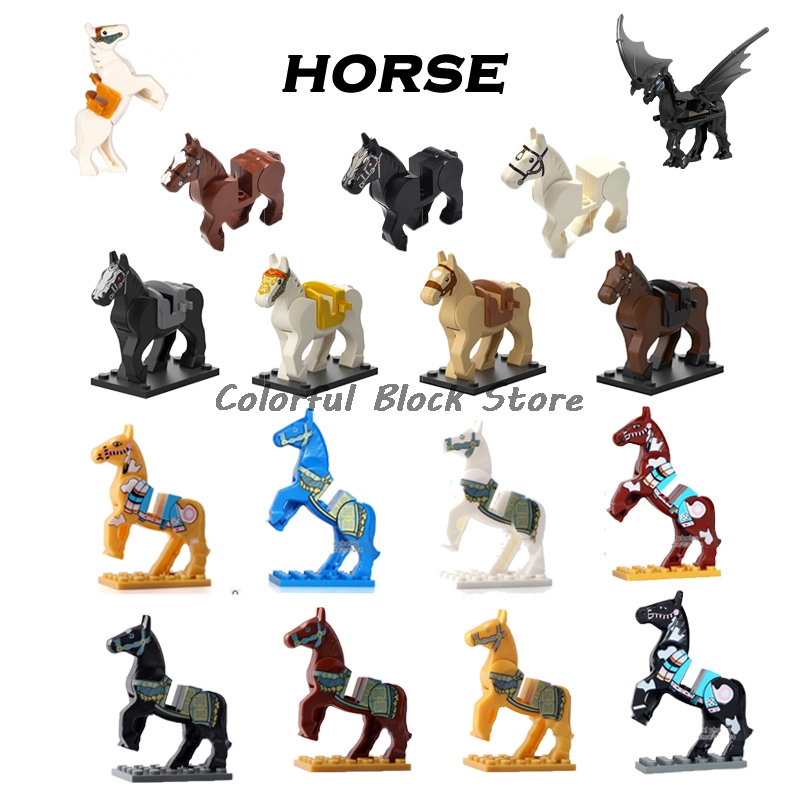 Horse Animal Series Building Blocks War Horse Toys Accessories Children Gifts Boys MOC Compatible Soldiers Characters