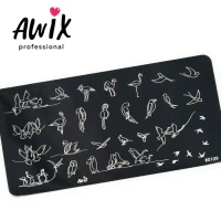 Пластина для стемпинга 109, с птицами, с тонкими линиями