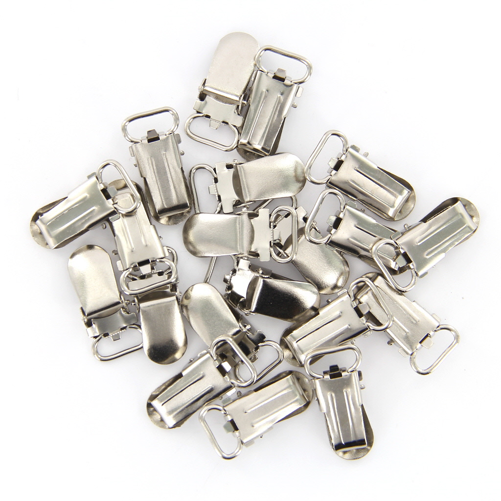 Magideal 20Pcs Webbing Hook Pacifier Suspender Clips for Making Pacifier Holders Bib Clips Toy Holder Accs Silver 11mm