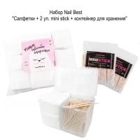 Набор "Безворсовые салфетки+mini stick+контейнер"