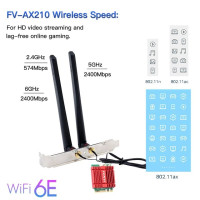 FENVI Wi-Fi 6E AX210 трехдиапазонная карта 2,4G/5 ГГц/6 ГГц для Bluetooth 5,3 802.11AX M.2, беспроводная Wi-Fi карта, настольный комплект для Win 10/11