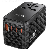 LENCENT 120 Вт GaN Универсальный адаптер для путешествий с 1 USB-A + 3 Type-C поддержка PPS ,PD3.0 быстрое зарядное устройство вилка EU/UK/USA/AUS для путешествий