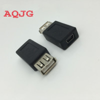 Черный адаптер USB 2,0 типа «Мама» в mini USB B «мама», переходник MINI 5P USB в usb 2,0 для компьютера, адаптер OTG New AQJG