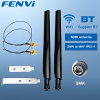 Комплект антенн FENVI 2 шт. sx6dbi AX210 NGFF M.2, Wi-Fi карта 2,4/5 ГГц, двухдиапазонный удлинительный кабель MHF4 для Wi-Fi