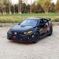 1:32 HONDA CIVIC TYPE-R, сплав, Спортивная модель автомобиля, литая под давлением, металлическая игрушка, автомобиль, модель, звук и светильник, коллекция, детские игрушки, подарок