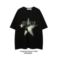 XPKAEAX原創潮牌國潮oversize短袖上衣五角星印花T恤亞比風五分袖